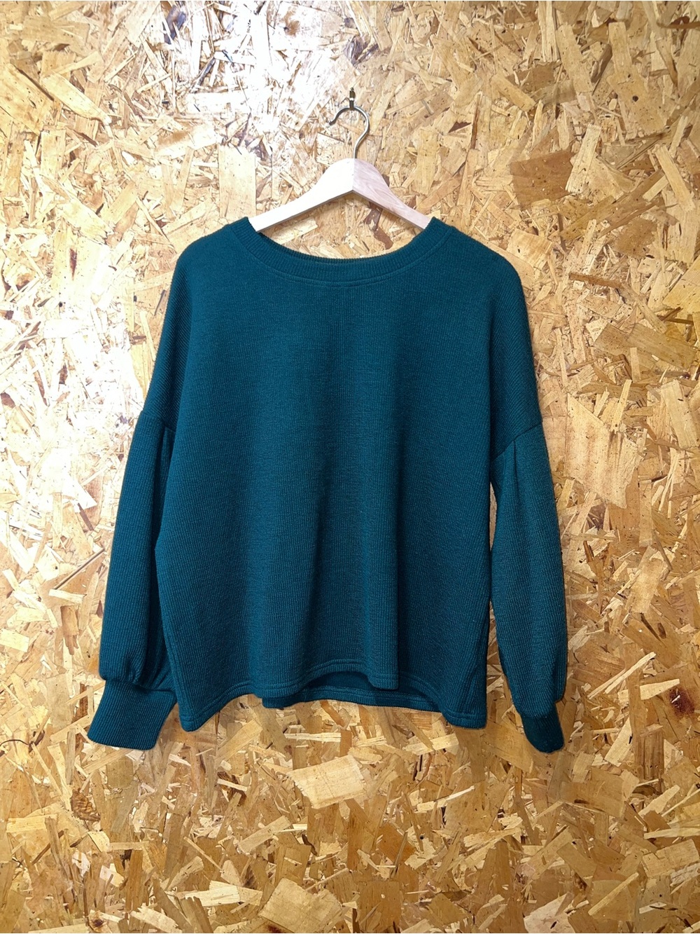 She and Sky Teal Crewneck Knit Sweatshirt